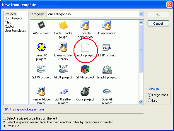 Code::Blocks select console