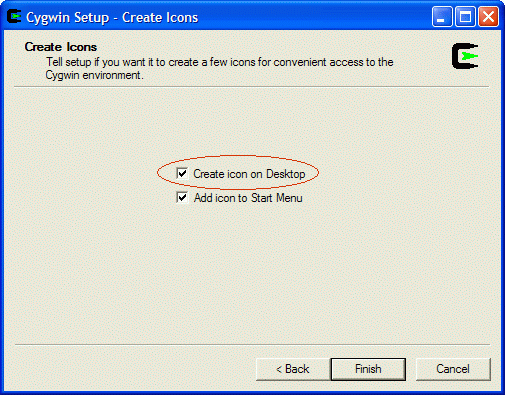 Cygwin finish dialog
