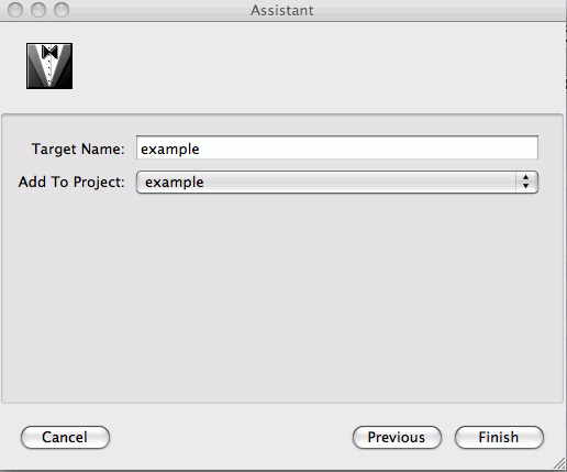 Xcode name target dialog
