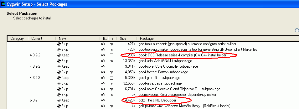 cygwin installation missing gcc